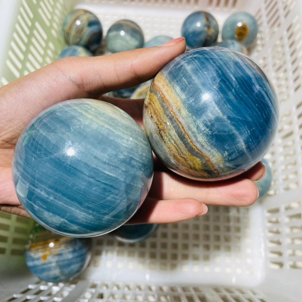 21 Pieces Blue Onyx Sphere Ball -Wholesale Crystals