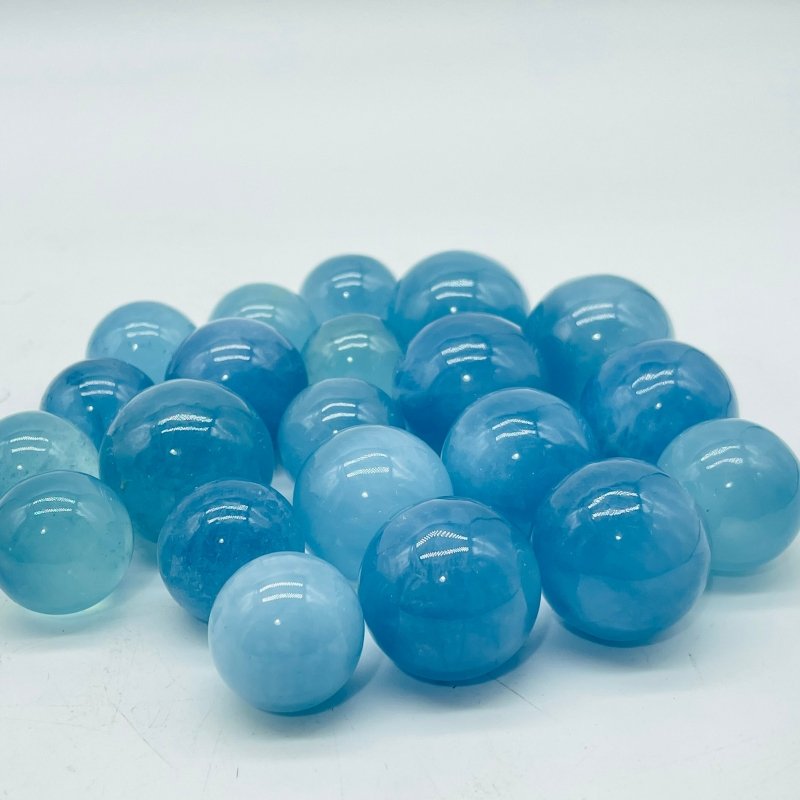 21 Pieces High Quality Aquamarine Spheres -Wholesale Crystals