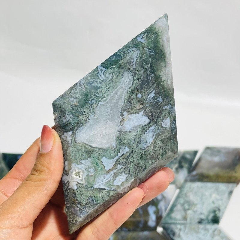 21 Pieces Large Moss Agate Rhombus Shaped -Wholesale Crystals