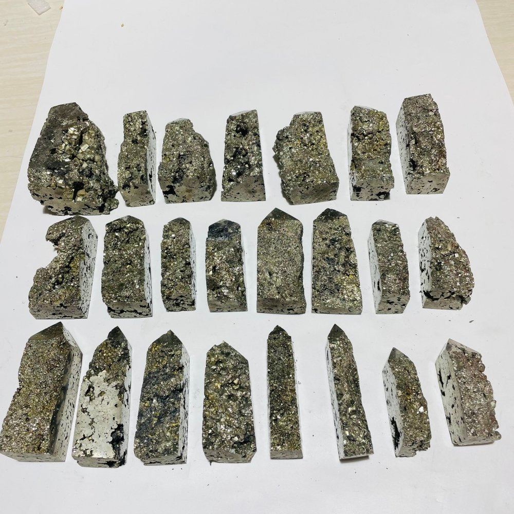 23 Pieces High Quality Pyrite Four-Sided Tower Point -Wholesale Crystals