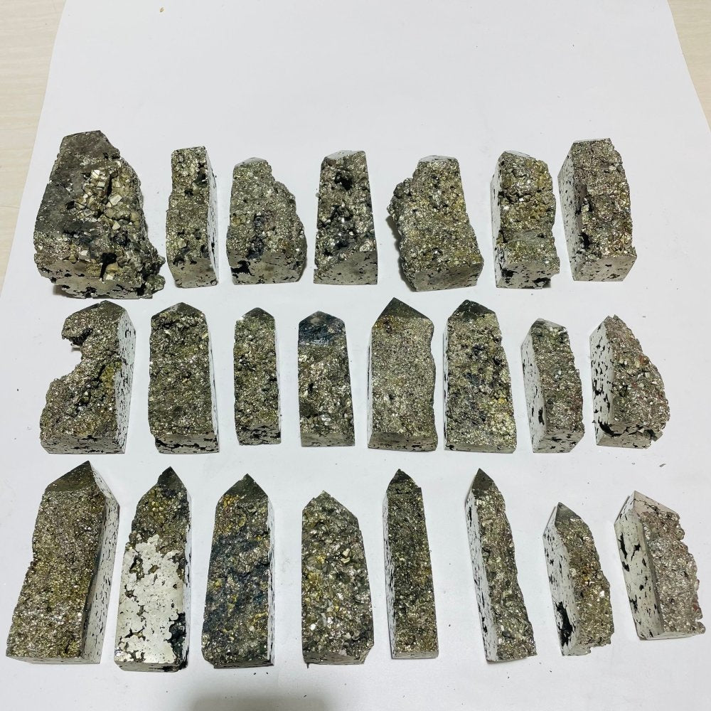 23 Pieces High Quality Pyrite Four-Sided Tower Point -Wholesale Crystals