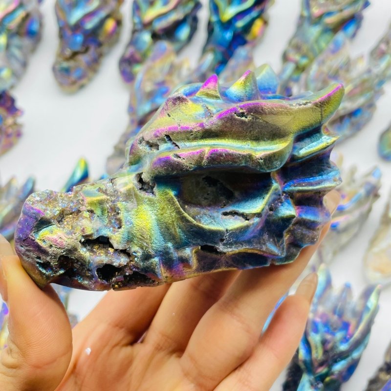 23 Pieces Large Aura Sphalerite Dragon Head Carving -Wholesale Crystals