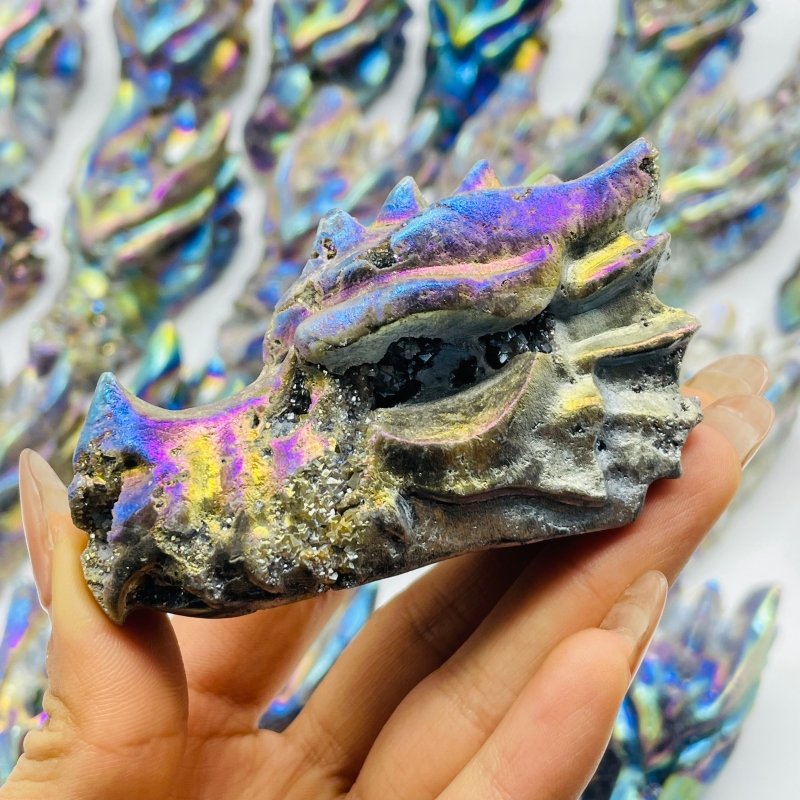 23 Pieces Large Aura Sphalerite Dragon Head Carving -Wholesale Crystals