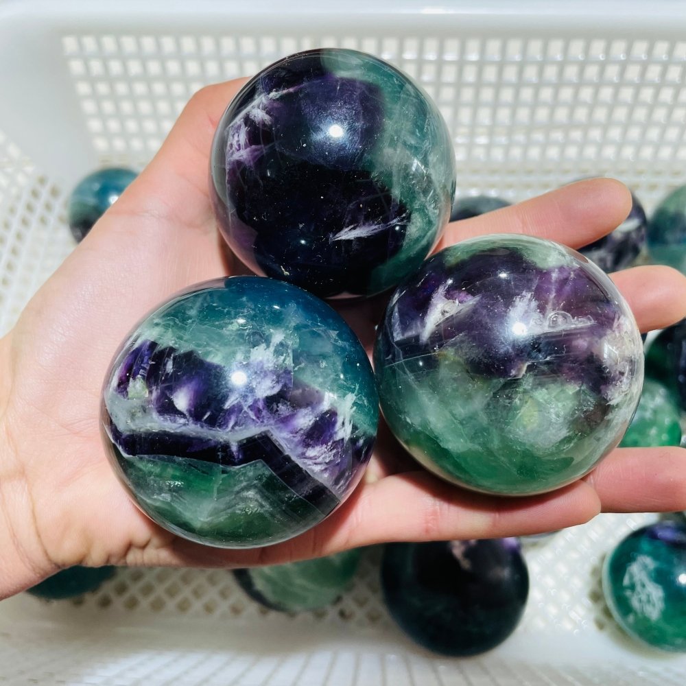 24 Pieces Feather Fluorite Sphere Ball -Wholesale Crystals