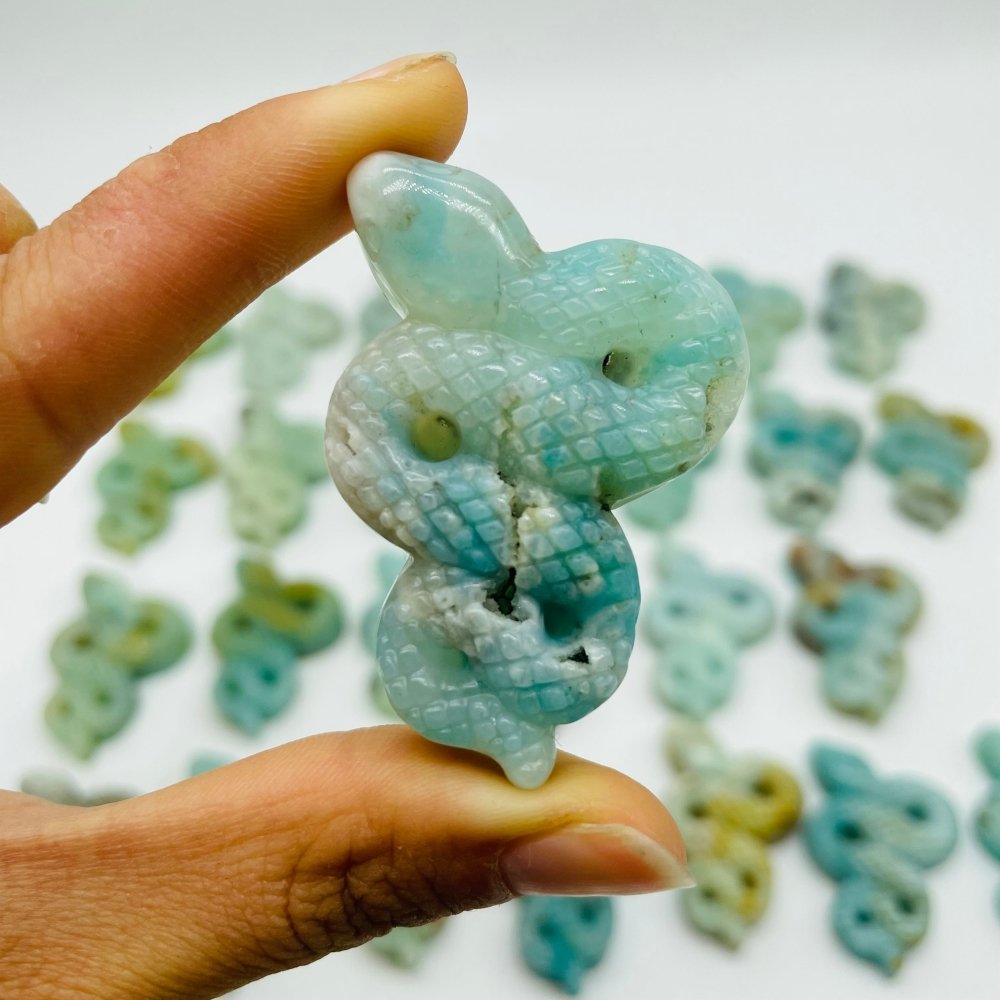 28 Pieces Blue Caribbean Calcite Snake Carving -Wholesale Crystals