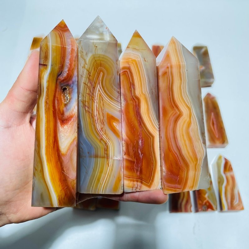 28 Pieces Four-Sided Carnelian Points -Wholesale Crystals