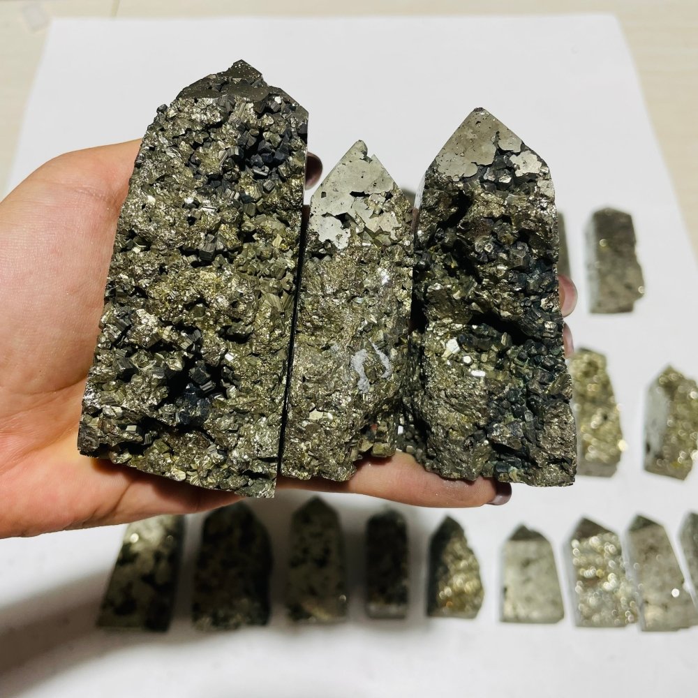 28 Pieces Pyrite Four-Sided Tower Point -Wholesale Crystals
