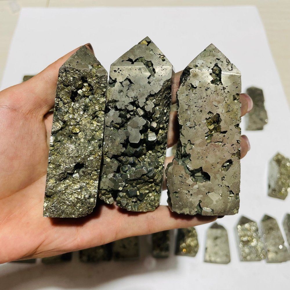 28 Pieces Pyrite Four-Sided Tower Point -Wholesale Crystals
