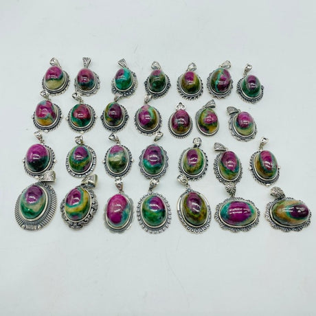 28 Pieces Sterling Silver Different Styles Ruby In Kyanite Pendant -Wholesale Crystals