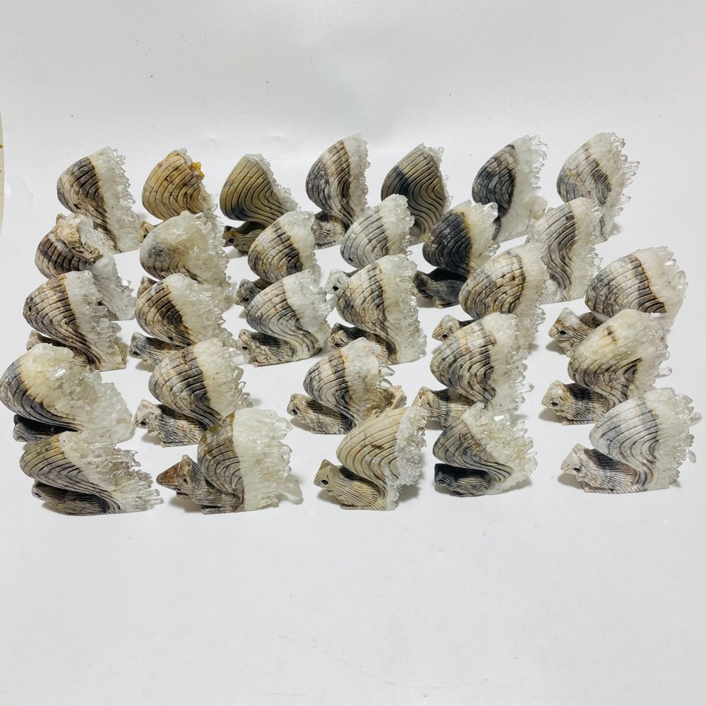29 Pieces Clear Quartz Cluster Squirrel Carving -Wholesale Crystals