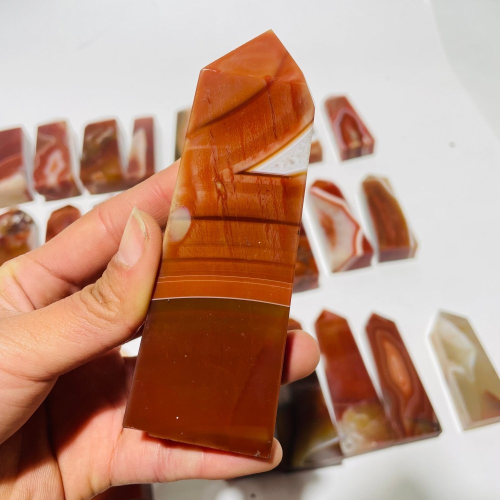 29 Pieces Fat Four-Sided Carnelian Points -Wholesale Crystals