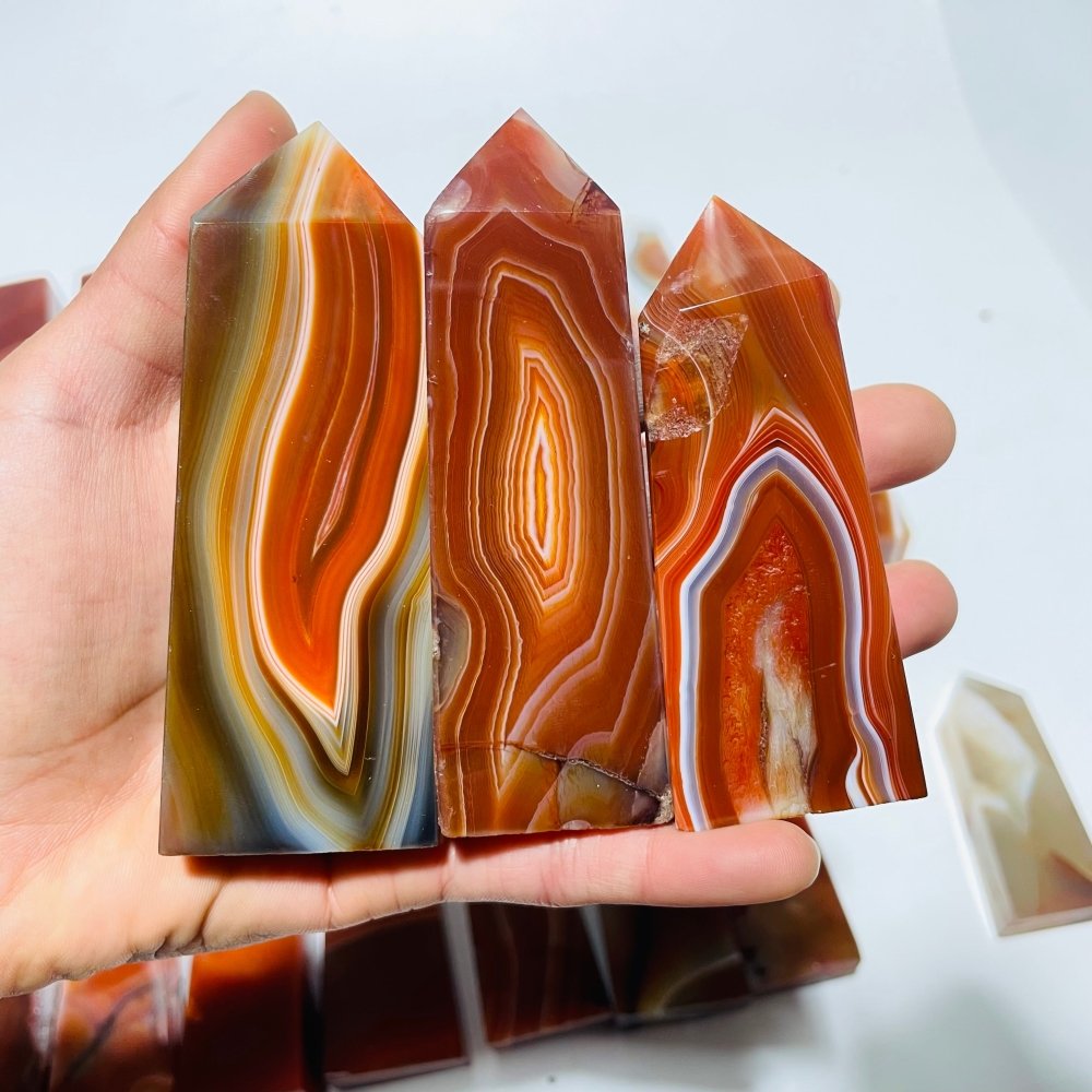 29 Pieces Fat Four-Sided Carnelian Points -Wholesale Crystals