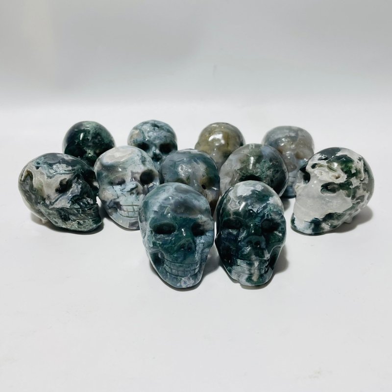 2in Moss Agate Skull Carving Wholesale -Wholesale Crystals