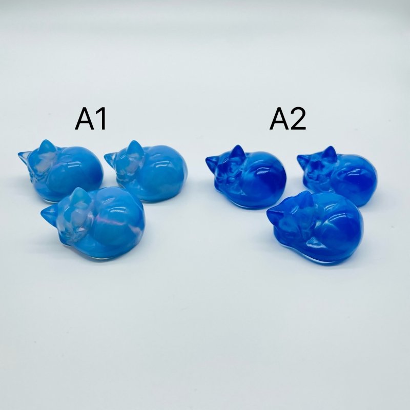 2Types Blue Opalite Sleeping Cat Carving Wholesale -Wholesale Crystals