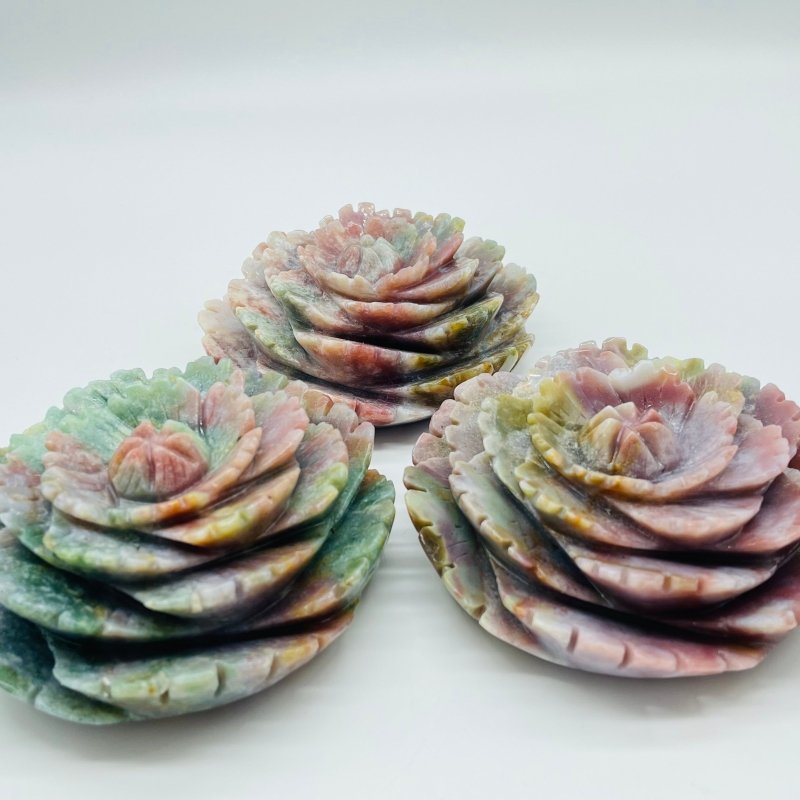 Beautiful Ocean Jasper Lotus Flower Carving Wholesale -Wholesale Crystals