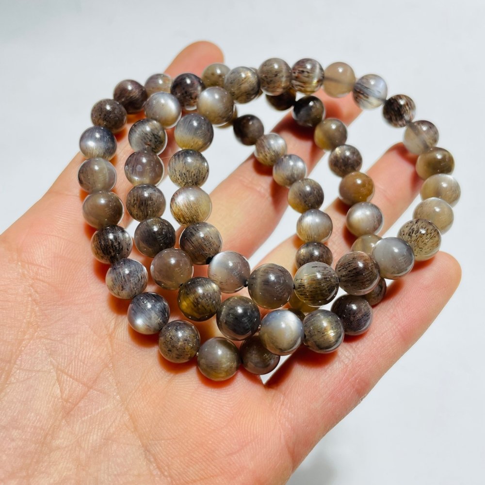 3 Pieces High Grade Black Sunstone with Hematite Bracelet (HGUB12) -Wholesale Crystals