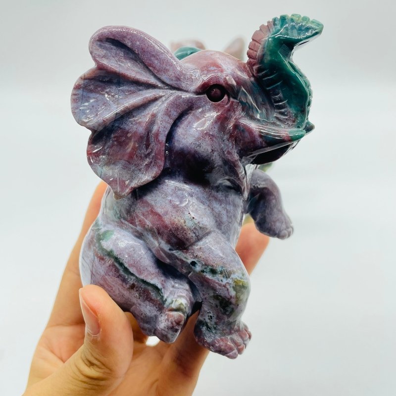 3 Pieces High Quality Large Ocean Jasper Elephant Carving -Wholesale Crystals