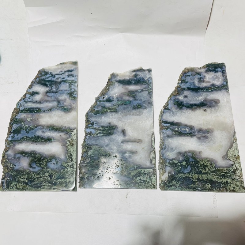 3 Pieces Large Beautiful Moss Agate Slab 17inch -Wholesale Crystals