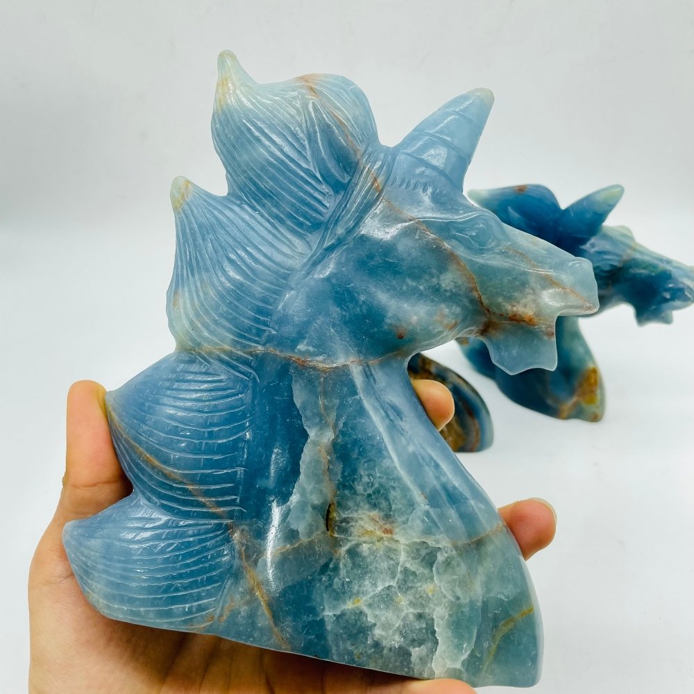 3 Pieces Large Blue Onyx Unicorn Carving -Wholesale Crystals