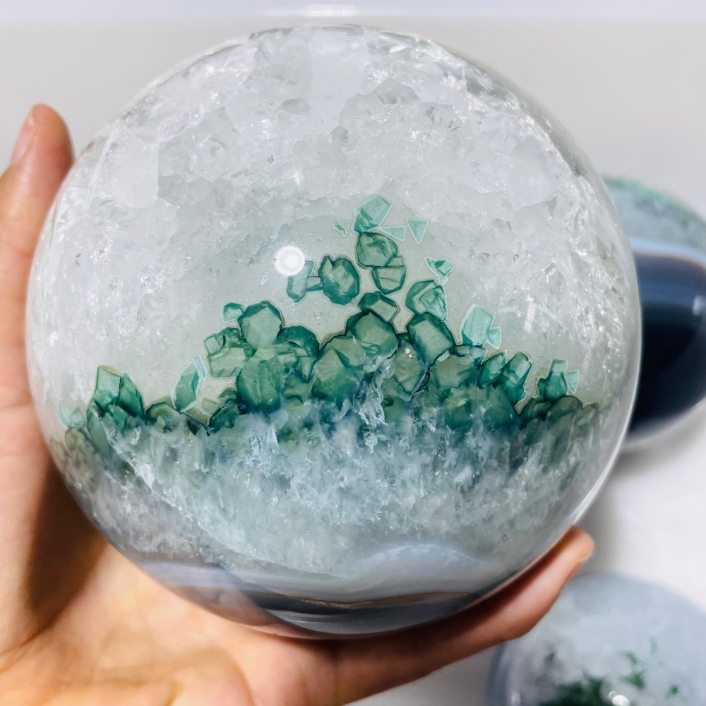 3 Pieces Unique Green Agate Spheres -Wholesale Crystals