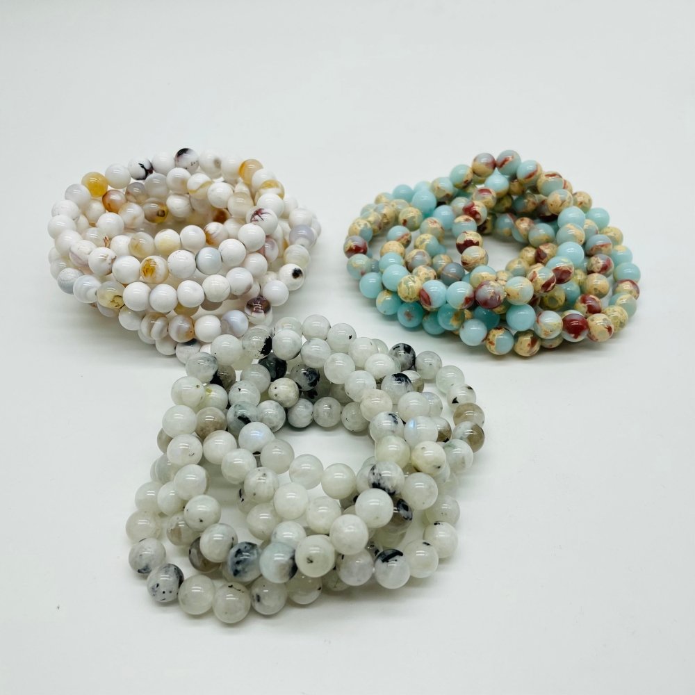 3 Types Bracelet India Moonstone White Agate Wholesale -Wholesale Crystals
