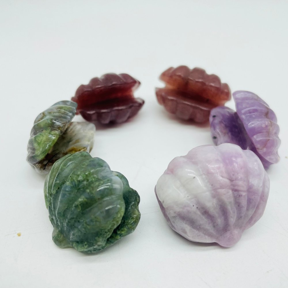 3 Types Shell Moss Agate & Lepidolite Carving Wholesale -Wholesale Crystals