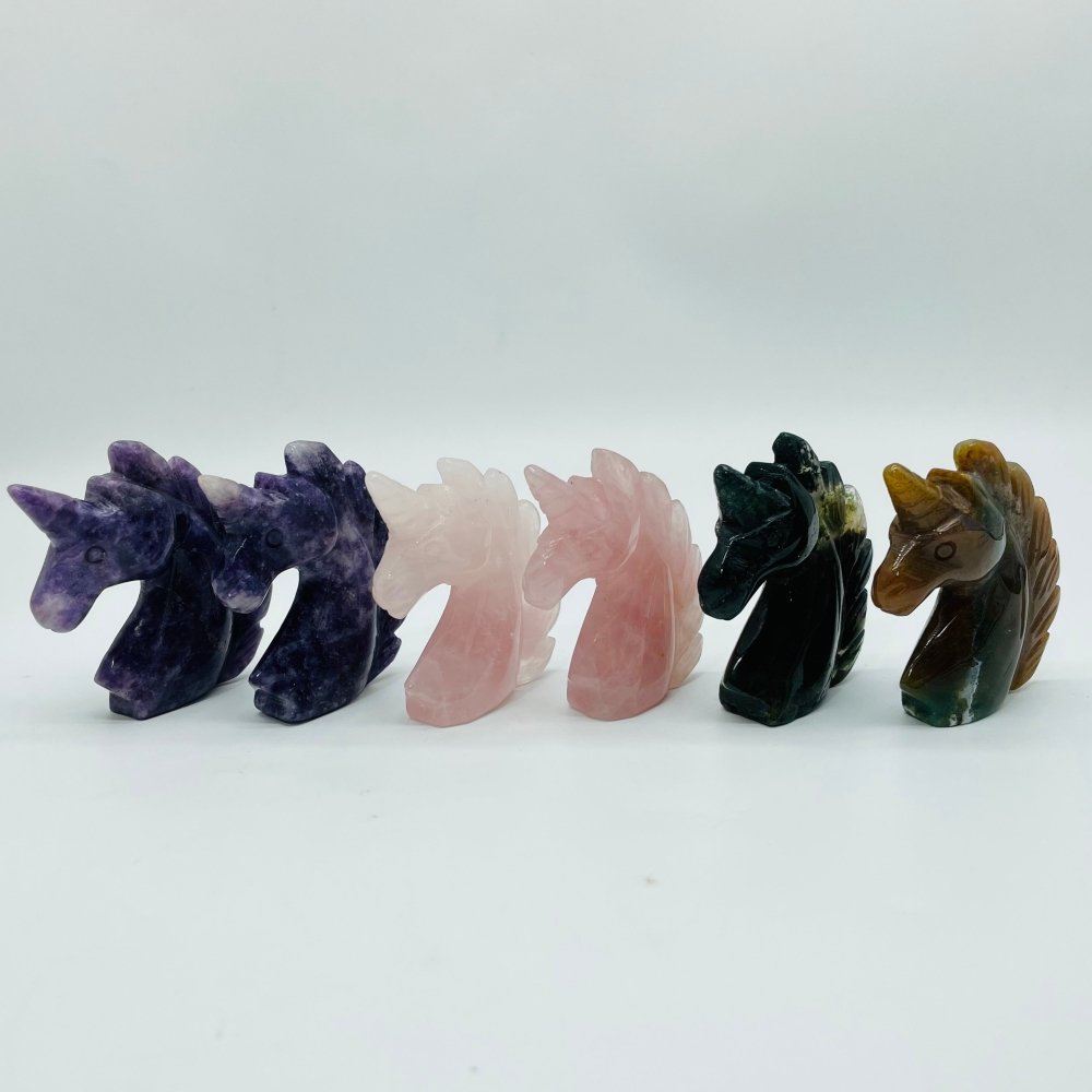 3 Types Unicorn Rose Quartz & Lepidolite Carving Wholesale -Wholesale Crystals
