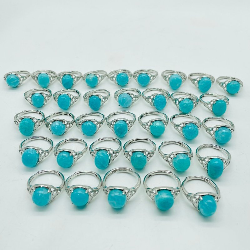 34 Pieces Beautiful Deep Blue Amazonite Ring -Wholesale Crystals