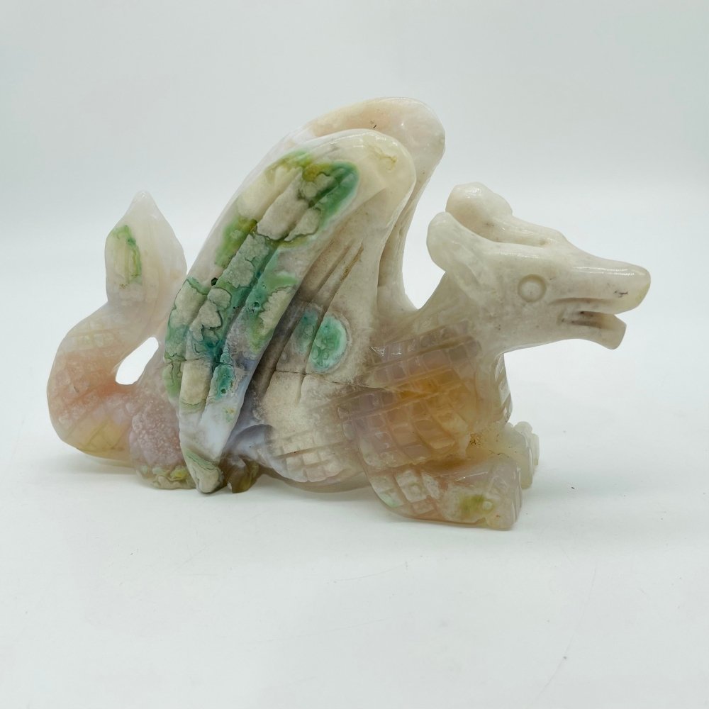 Sakura Flower Agate Flying Dragon Carving -Wholesale Crystals