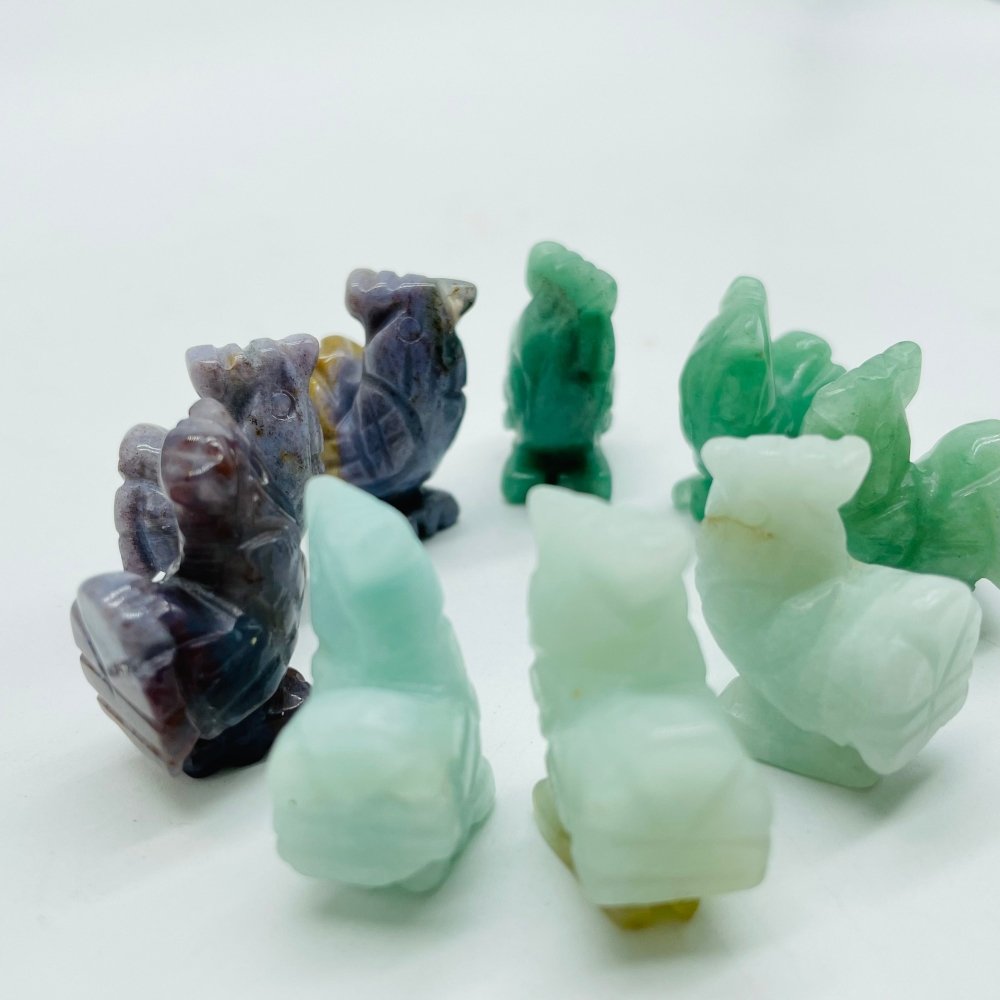 3Types Mini Rooster Chicken Carving Wholesale Caribbean&Green Aventurine -Wholesale Crystals