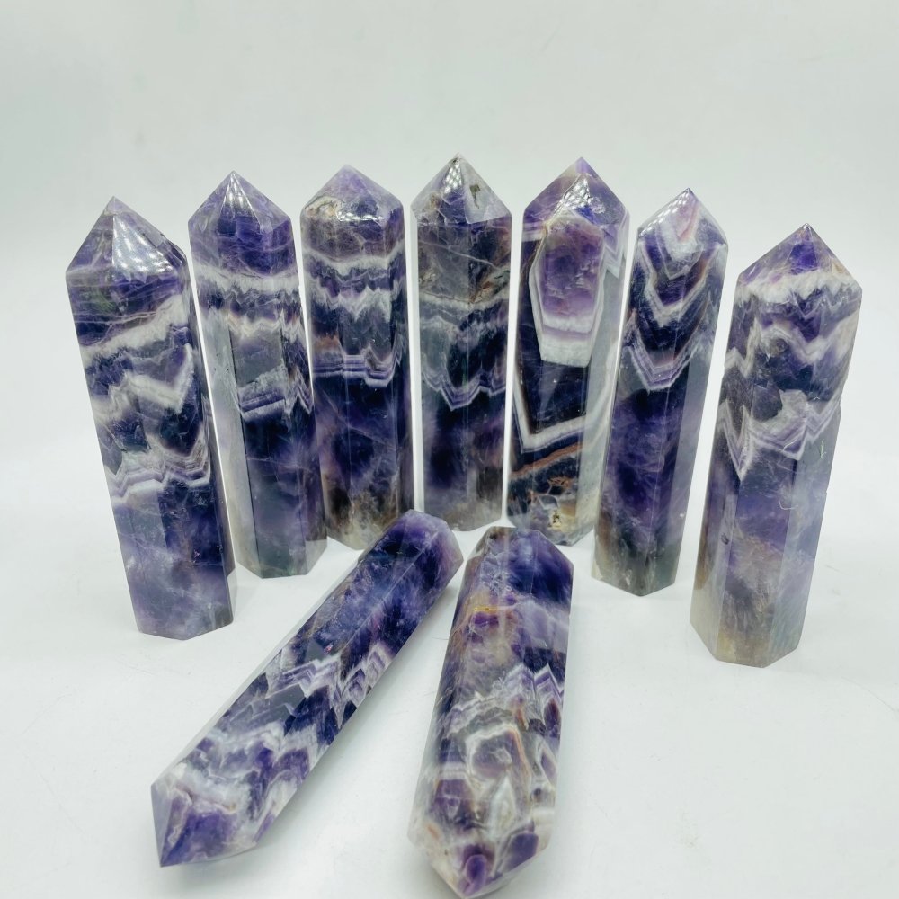 4-5in Dream Amethyst Chevron Point Tower Wholesale -Wholesale Crystals