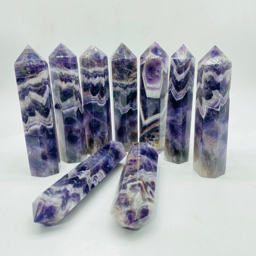 4-5in Dream Amethyst Chevron Point Tower Wholesale -Wholesale Crystals