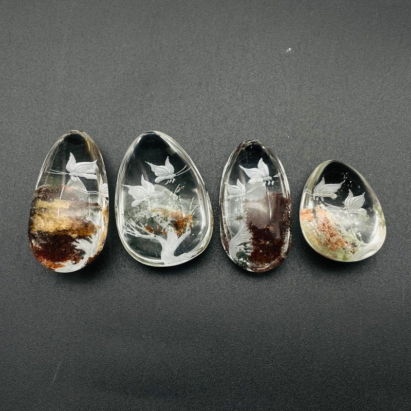 4 Pieces Butterfly Garden Quartz Inner Scene Carving -Wholesale Crystals
