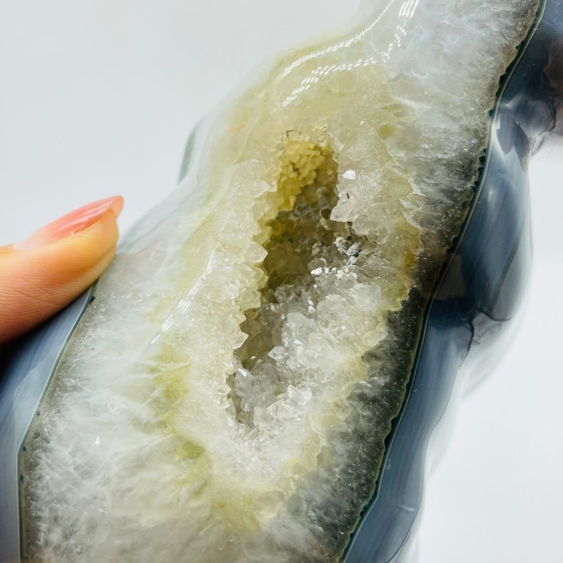 2 Pieces High Quality Geode Druzy Agate Bear Carving -Wholesale Crystals