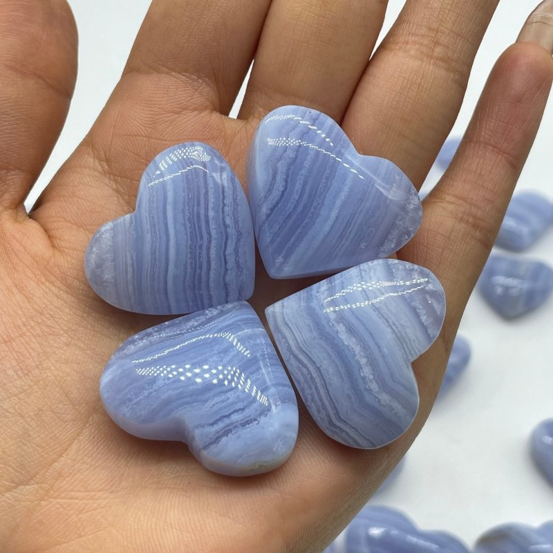 40 Pieces High Quality Blue Lace Agate Heart -Wholesale Crystals