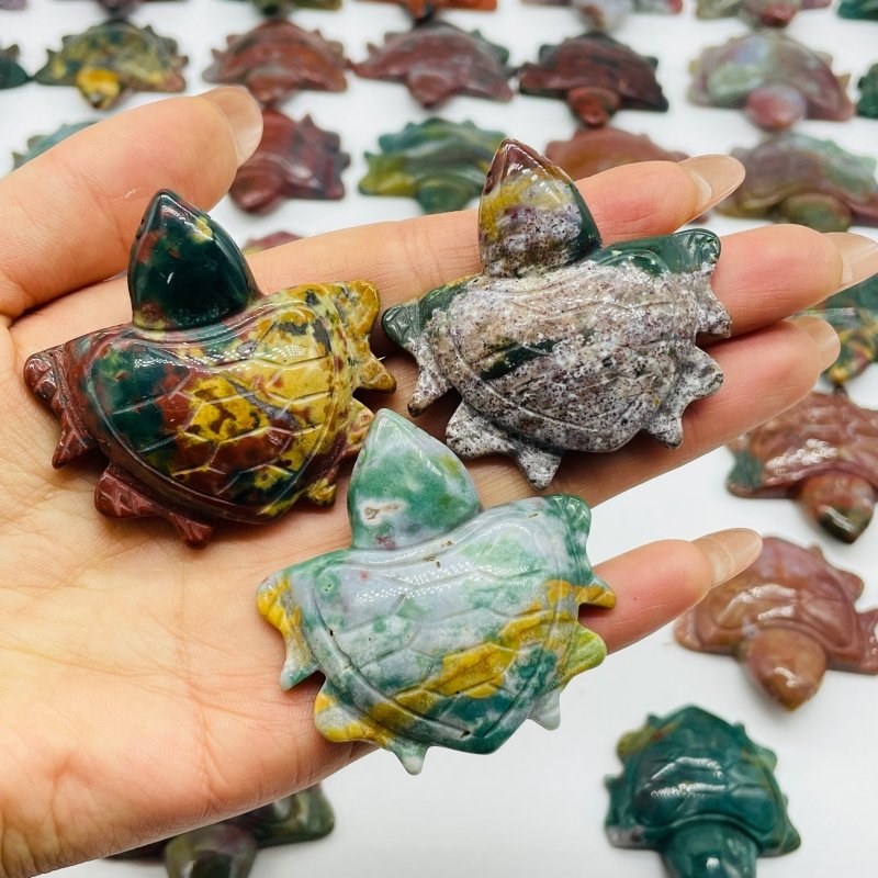 42 Pieces Colourful Ocean Jasper Sea Turtle Carving -Wholesale Crystals