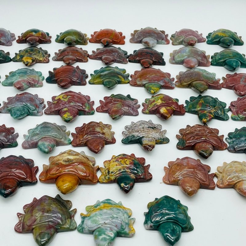 42 Pieces Colourful Ocean Jasper Sea Turtle Carving -Wholesale Crystals