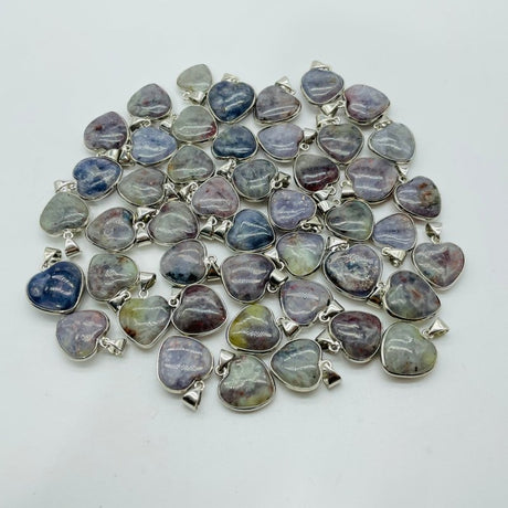 46 Pieces Cordierite Stone Heart Pendant -Wholesale Crystals