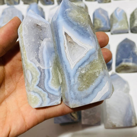 46 Pieces Druzy Blue Chalcedony Points -Wholesale Crystals