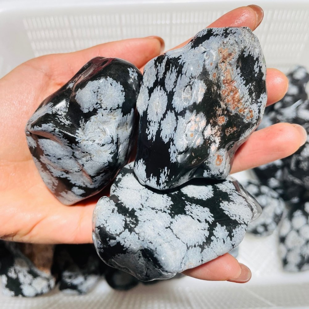 48 Pieces Polished Snowflake Obsidian Raw Free Form -Wholesale Crystals