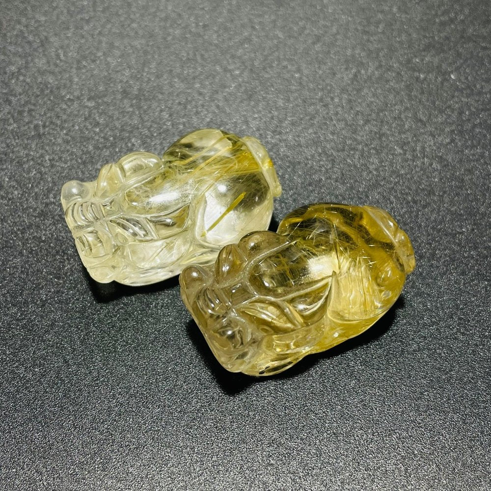 2 Pieces High Quality Golden Rutile Pi Xiu Carving -Wholesale Crystals
