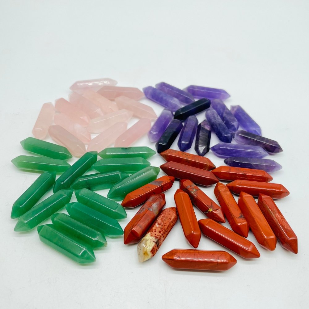 4Types Mini Double Point DIY Amethyst&Rose Quartz Red Jasper Wholesale -Wholesale Crystals