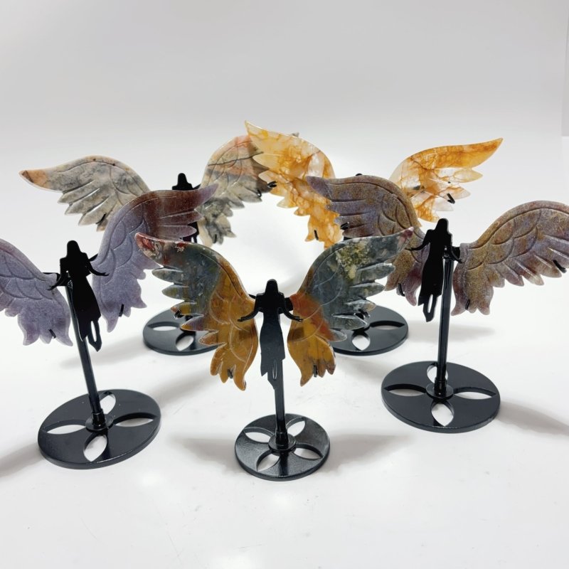 5 Pairs Beautiful Angel Wing With Stand Crazy Agate Golden Hematoid Quartz -Wholesale Crystals
