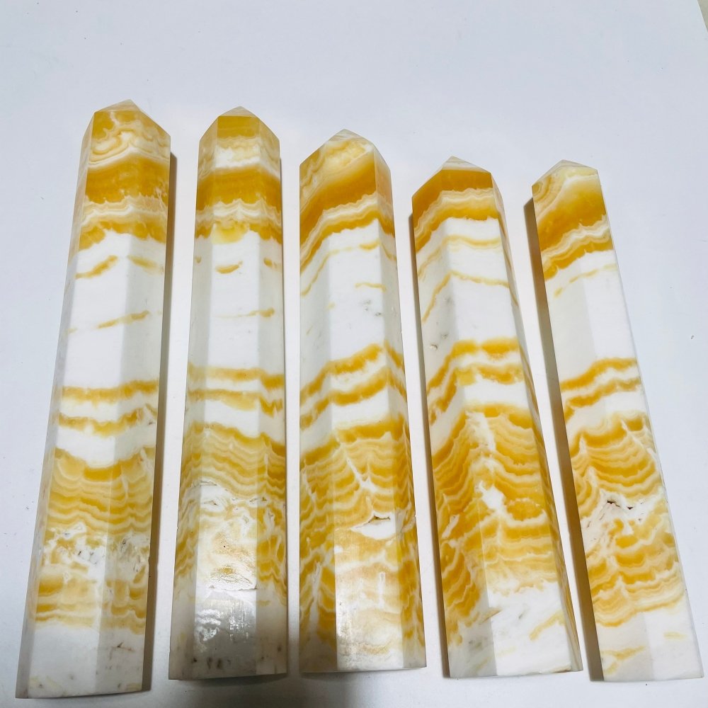 5 Pieces Large Yellow Calcite Tower Point -Wholesale Crystals
