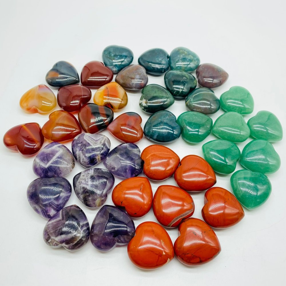 5 Types 1.2in(3cm) Heart Ocean Jasper&Aventurine Chevron Amethyst Wholesale -Wholesale Crystals