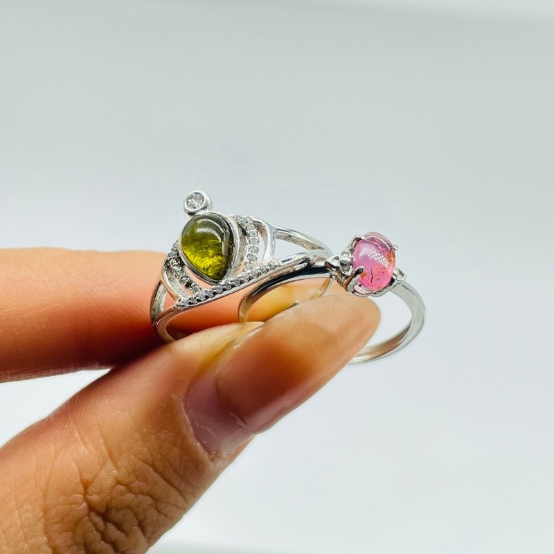 50 Pieces Colorful Tourmaline Different Styles Sterling Silver Ring -Wholesale Crystals