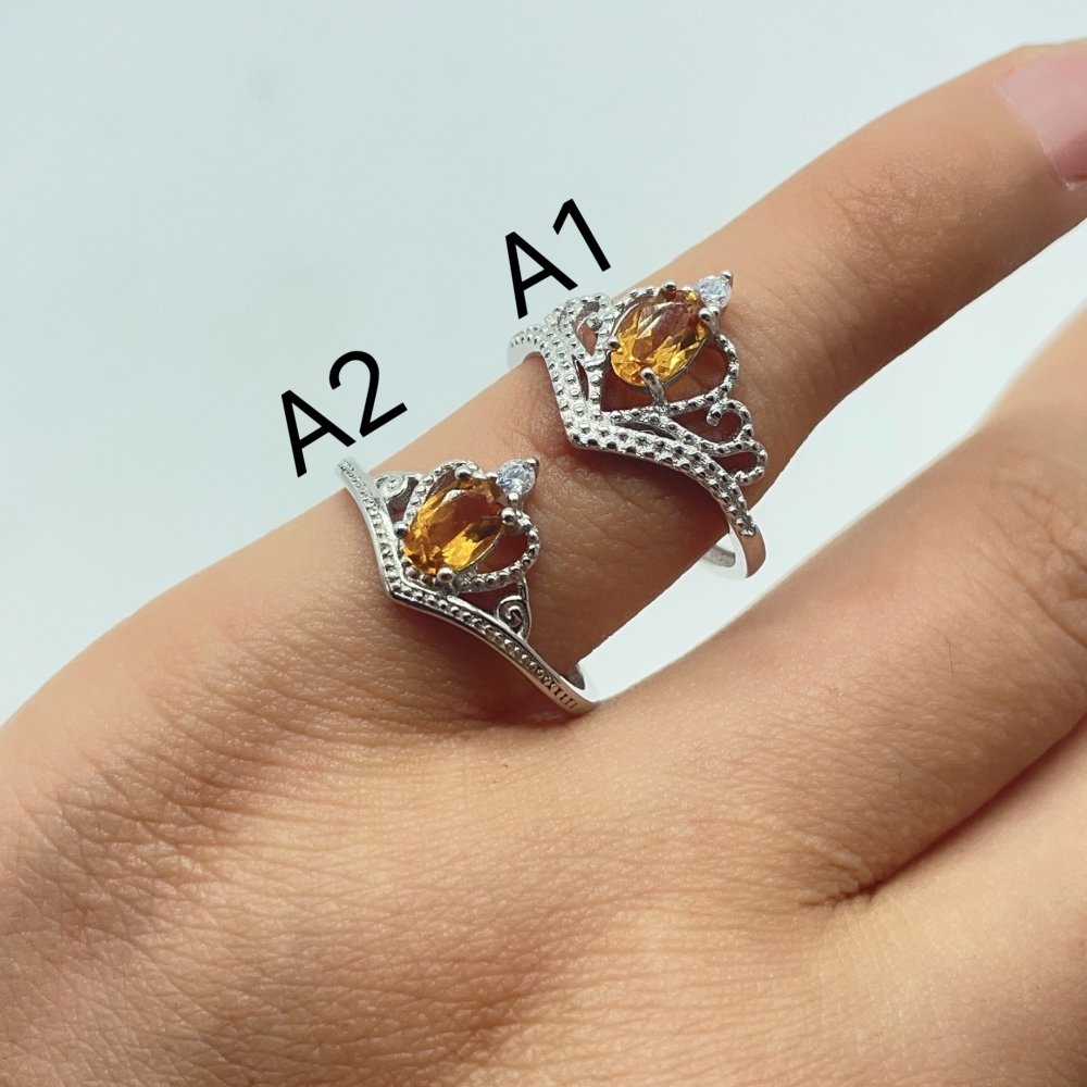 Two Styles Crown S925 Sterling Silver Citrine Crystal Ring Wholesale -Wholesale Crystals