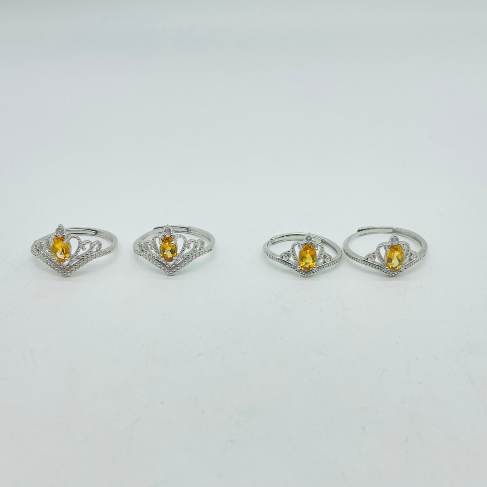 Two Styles Crown S925 Sterling Silver Citrine Crystal Ring Wholesale -Wholesale Crystals
