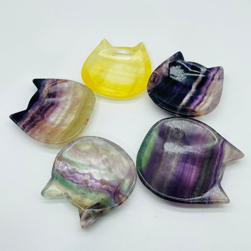 6 Types Different Shape Fluorite Colorful Shallow Bowl Heart Wholesale Moon Flower -Wholesale Crystals