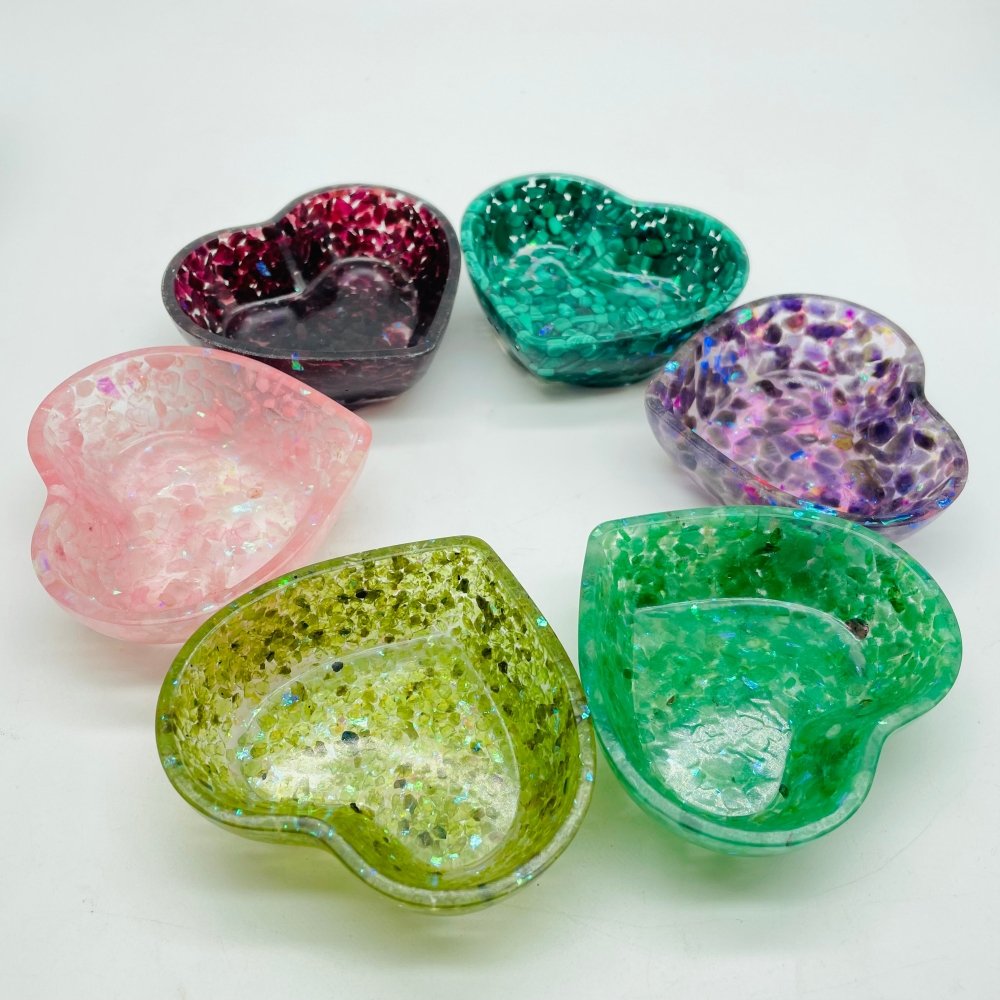6 Types Resin Amethyst&Garnet Malachite Chips Gravel Heart Bowl Wholesale -Wholesale Crystals
